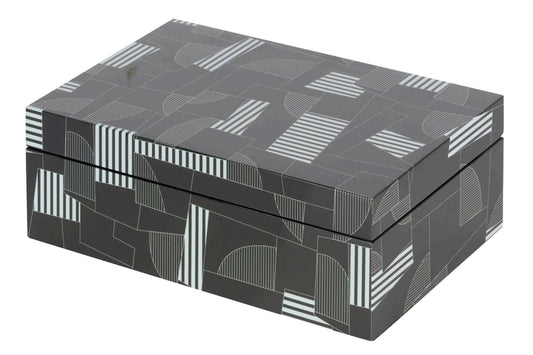 Caja Mdf Negro Gris  28X18X10 Cm