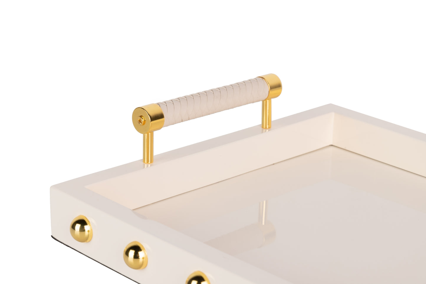 Bandeja Mdf / Acero Inox Beige 45X31X9 Cm