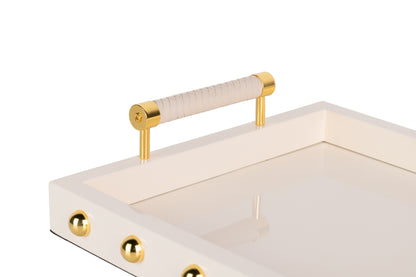Bandeja Mdf / Acero Inox Beige 45X31X9 Cm