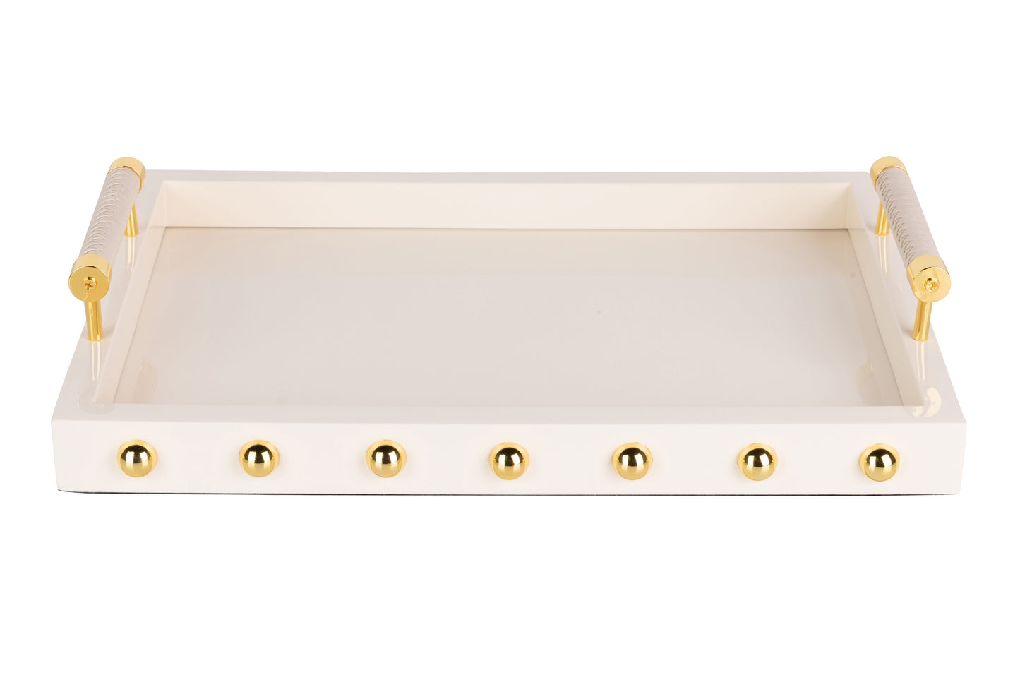 Bandeja Mdf / Acero Inox Beige 45X31X9 Cm
