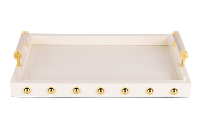 Bandeja Mdf / Acero Inox Beige 45X31X9 Cm