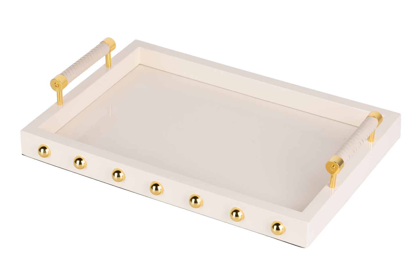 Bandeja Mdf / Acero Inox Beige 45X31X9 Cm