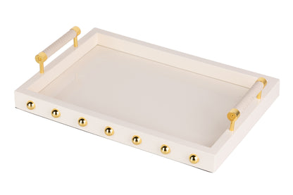 Bandeja Mdf / Acero Inox Beige 45X31X9 Cm
