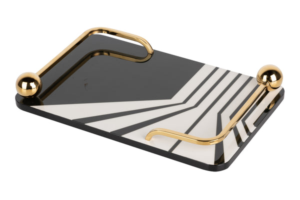 Bandeja Mdf Blanca Negra 45x29x6.5 Cm - Accesorios del hogar - Granada Maison