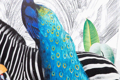 Cuadro Pavo Real Con Marco Madera 96X4X125 Cm