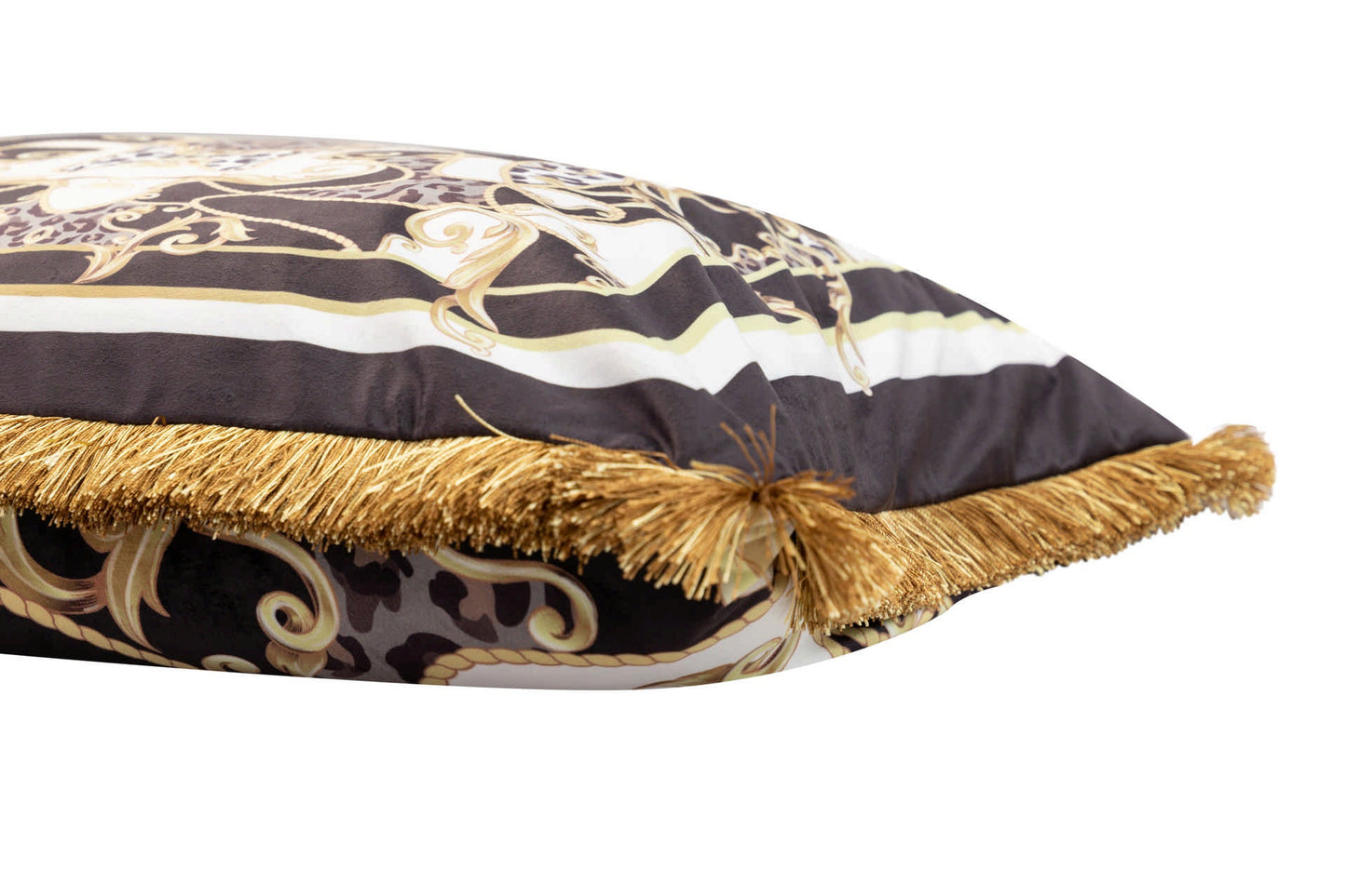 Velvet Cushion Feather Filling Fringe 60X13X45 Cm