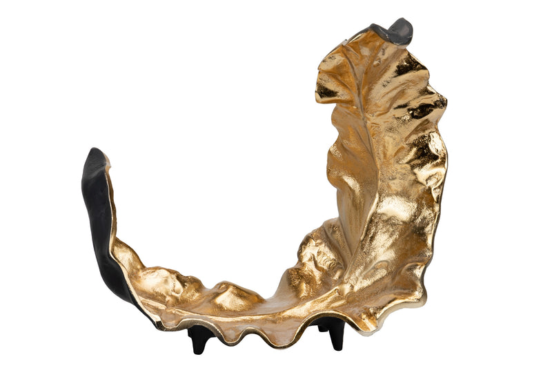 Escultura Hoja Aluminio Dorado Negro 47x25x36 Cm - Figuras y Esculturas Decorativas - Granada Maison