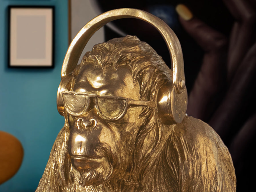 Figura Mediana Orangutan Music Oro - Figuras Decorativas - Granada Maison