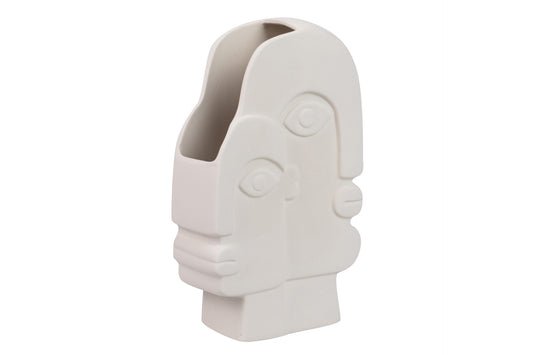Florero Ceramica Caras Blanco Dalyan 15X5X26 Cm - Floreros - Granada Maison