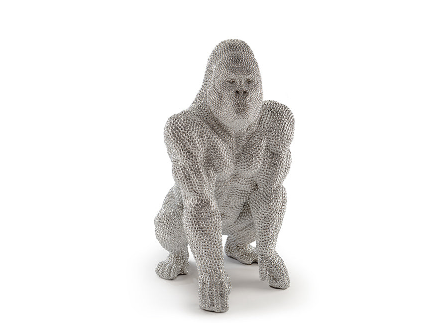Figura Grande Gorila Plata - Figuras Decorativas - Granada Maison